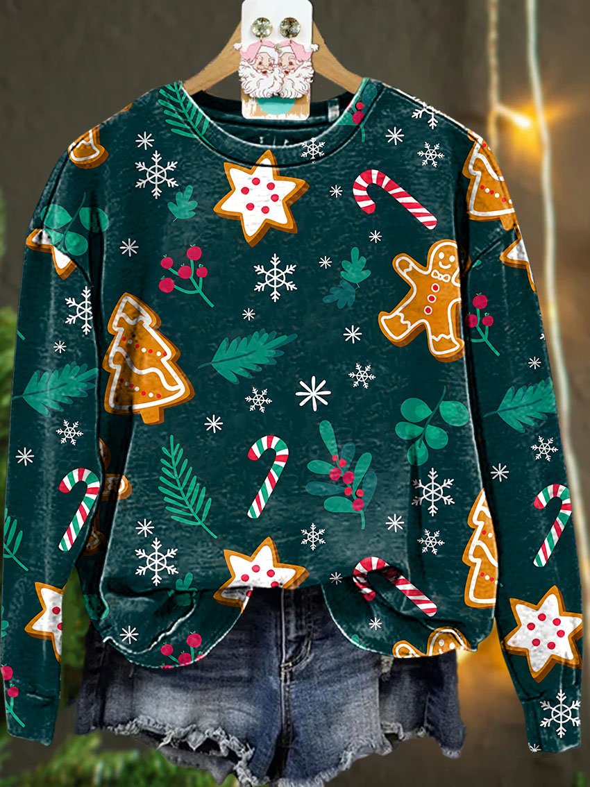 Christmas colorful Gingerbread Candy cane snowflake Casual  Sweatshirt