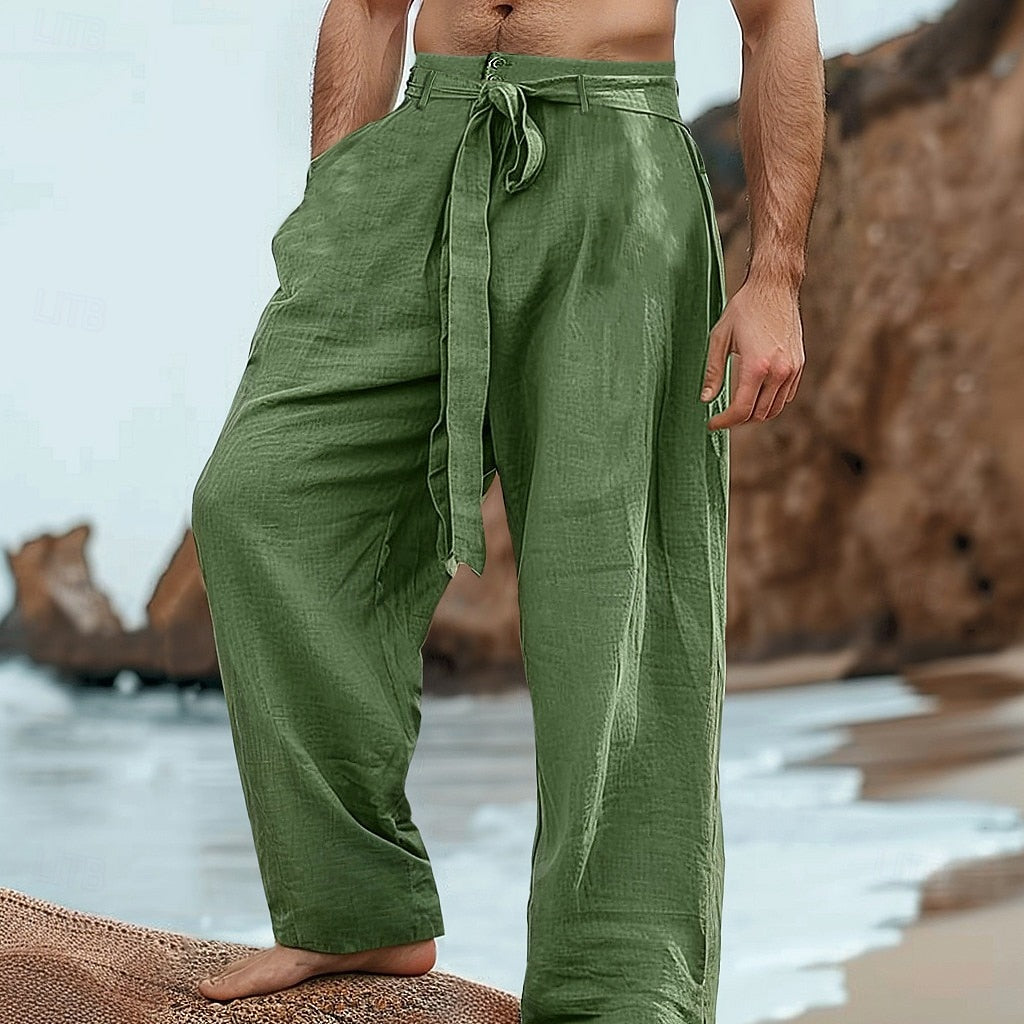 Men's Linen Comfortable Breathable Outdoor Daily Beach Loose Pants