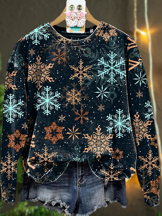 Christmas snowflake golden colorful Casual  Sweatshirt