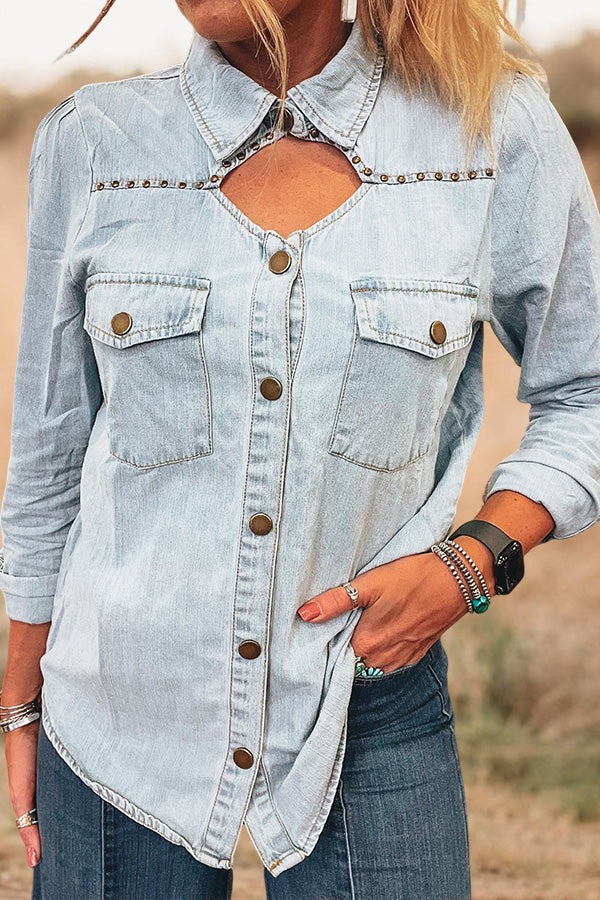 Hollow Studded Denim Shirt