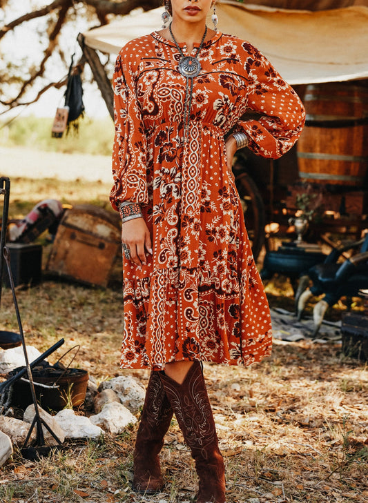 Paisley Print  Boho Dress