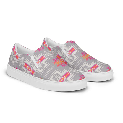 Pink Fire Aztec Women__ Slip-on Canvas Shoes