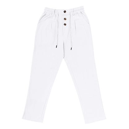 Men's Linen Business Casual Straight Pants Trousers