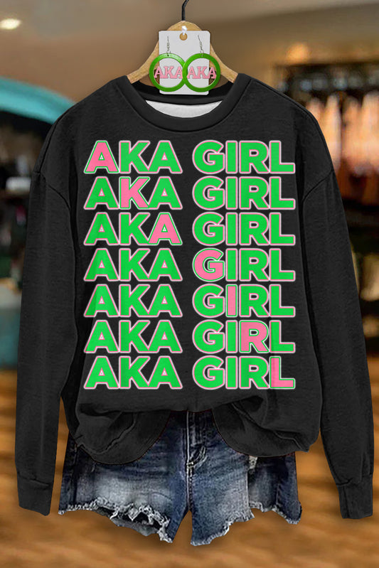 Casual Alpha Kappa Alpha Sorority Print Sweatshirt