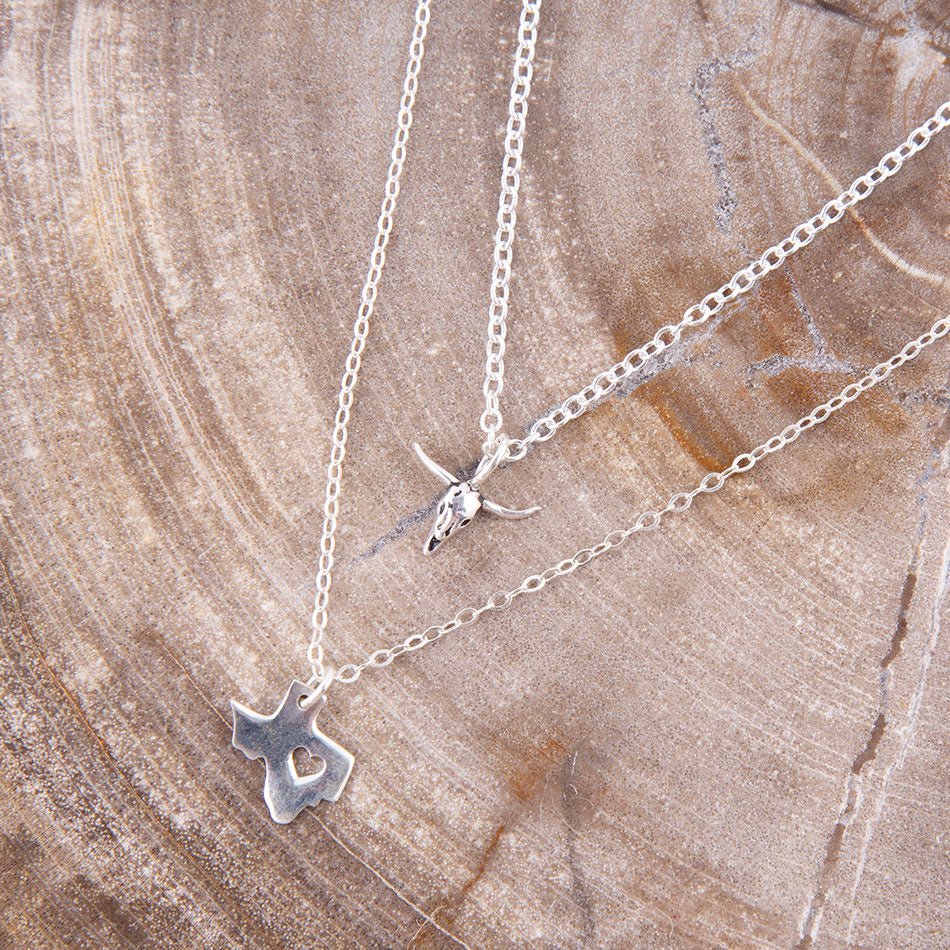 I Love Texas Silver Necklace