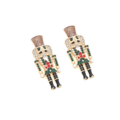 Christmas Nutcracker Soldier Rhinestone Earrings