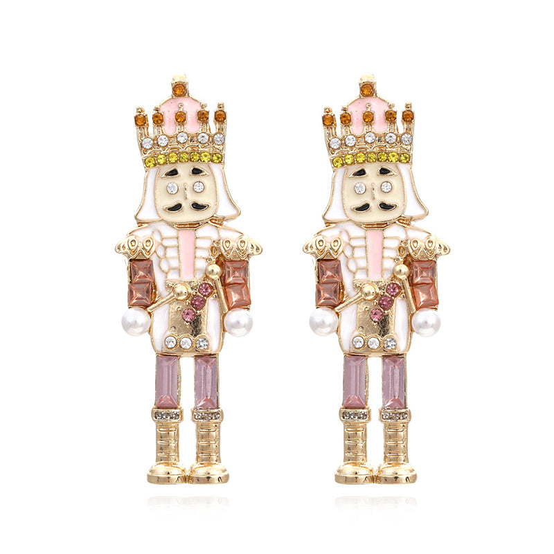 Christmas Nutcracker Soldier Rhinestone Earrings