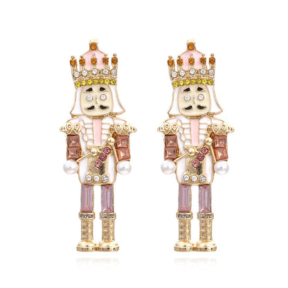 Christmas Nutcracker Soldier Rhinestone Earrings