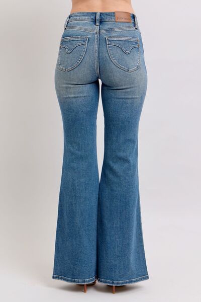 Judy Blue MR Tummy Control Vintage Wash Flare Bell Bottom Jeans