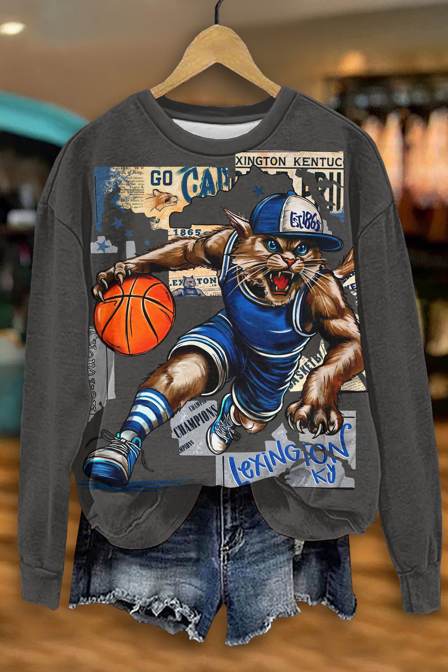 Unique Kentucky Wildcats Basketball Game Day Print Sweatshirt