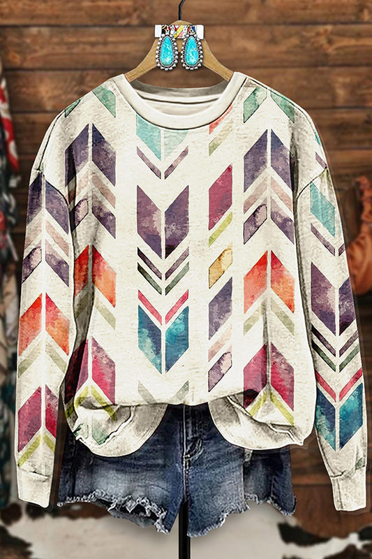 Vintage Western Aztec Arrow Print Sweatshirt