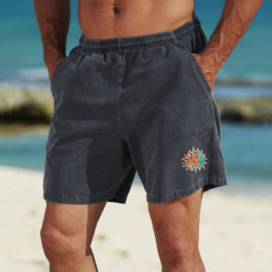 Unisex Retro Surf Elastic Waist Shorts