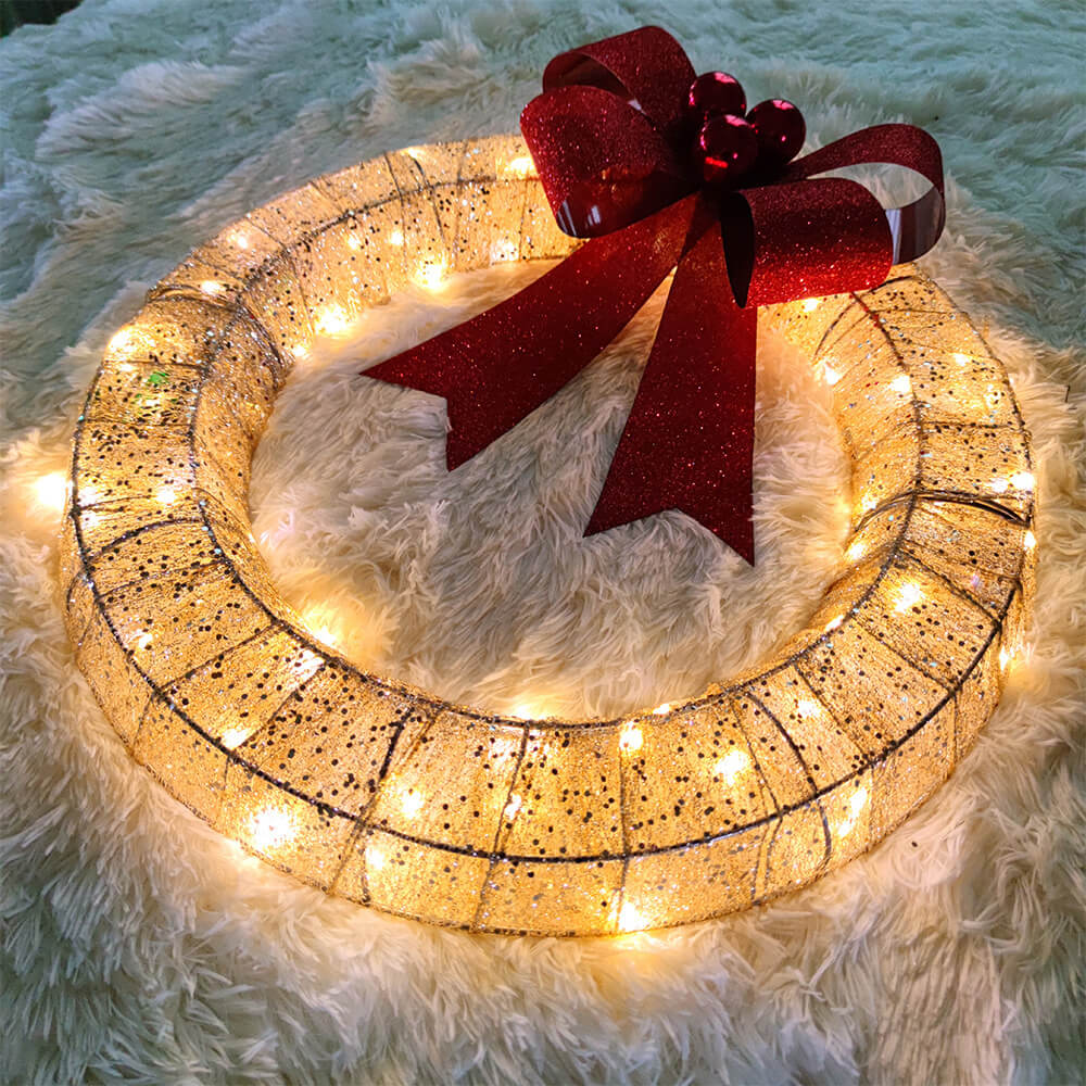 Christmas LED Bow Metal Garland Lights