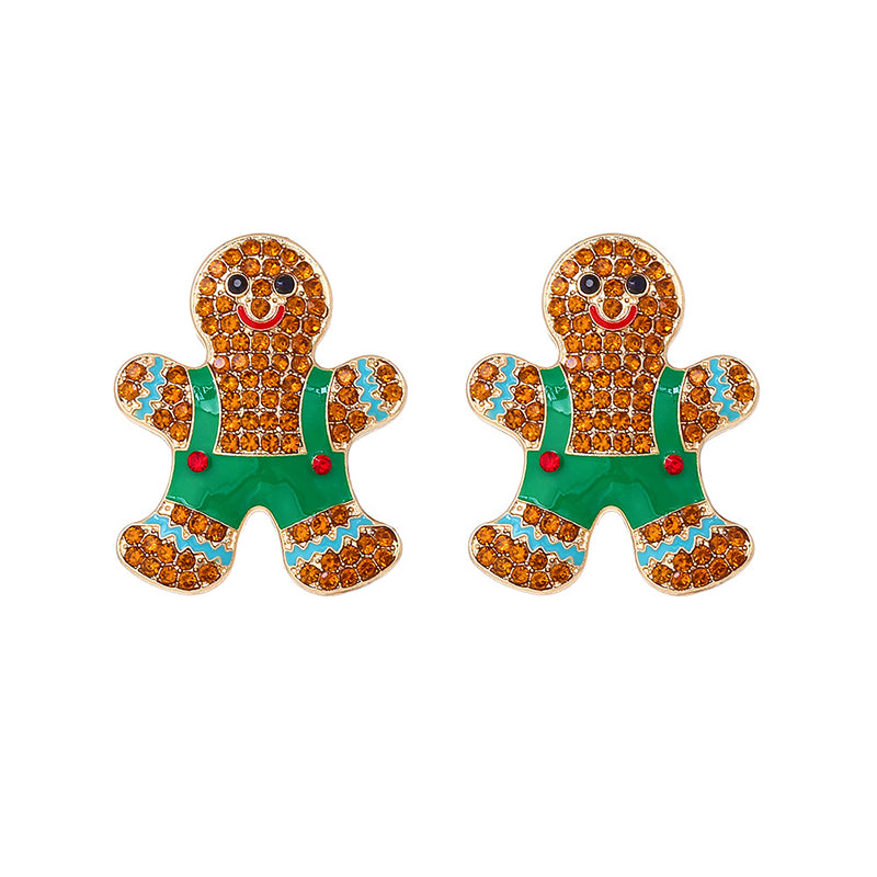 Cartoon Alloy Christmas Gingerbread Man Earrings