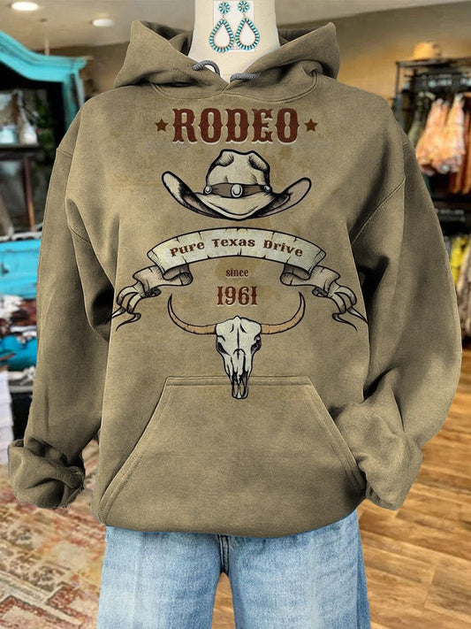 Vintage Rodeo Print Casual Hoodie Sweatshirt