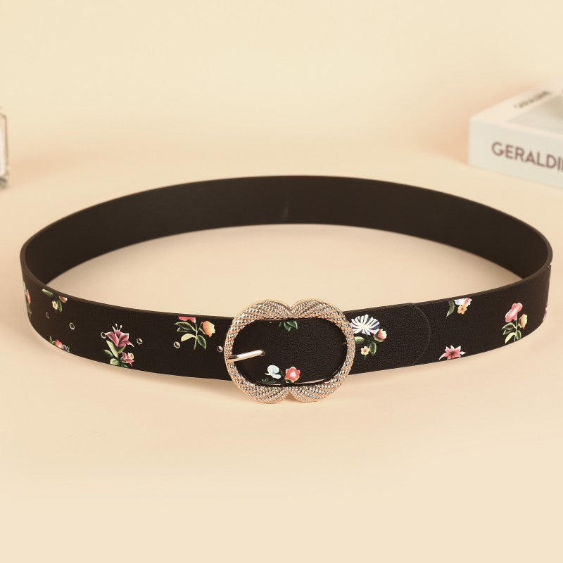 Elegant Floral Lips Pin Buckle Belt