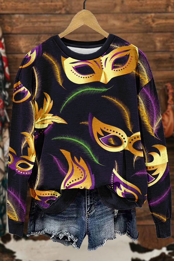 Stylish Mardi Gras Print Sweatshirt