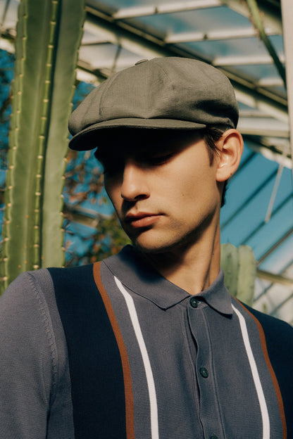 Tremelo Taupe Linen Bakerboy Cap