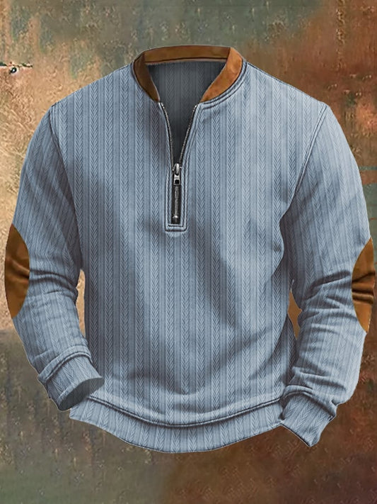 Men's Casual Vintage Knit Jacquard Button Sweatshirt