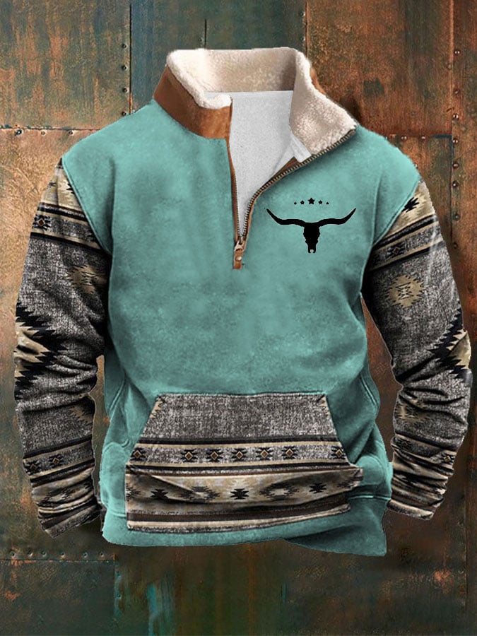 Men's retro western style printed casual sweatshirt