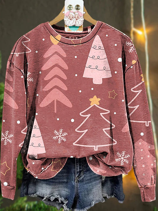 Pink Christmas tree Christmas Casual  Sweatshirt