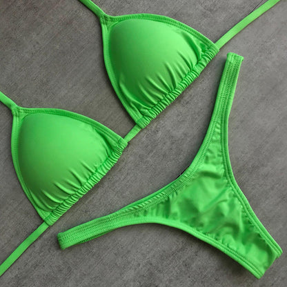 Resort Style Solid Color Split Bikini