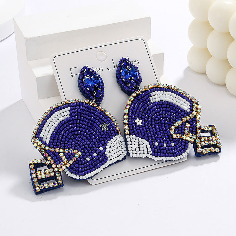 Shiny Football Cap Gameday Earrings