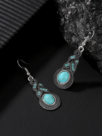 Vintage Inlaid Turquoise Earrings and Necklace