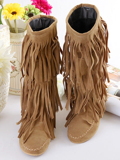 Western Retro Tassel Mid Boots