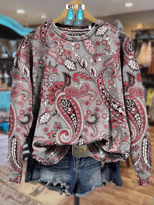 Paisley Print Casual Sweatshirt