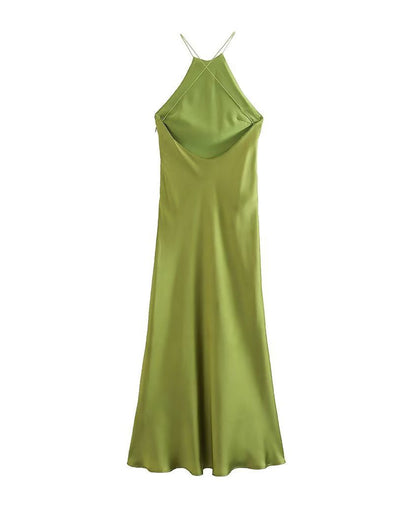 Strappy Silk Satin Low Back Dress