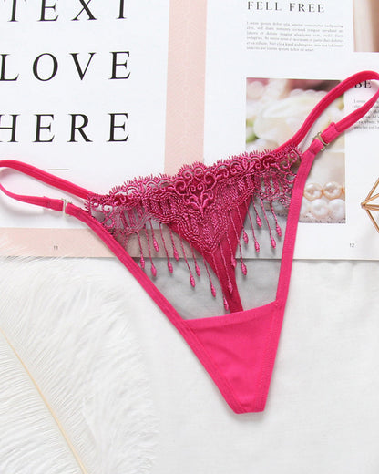 Thin Transparent Embroidered Seamless Women’s Underwear Thong