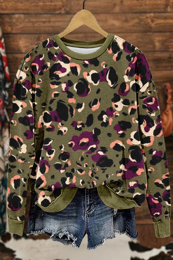 Sweet Leopard Print Sweatshirt