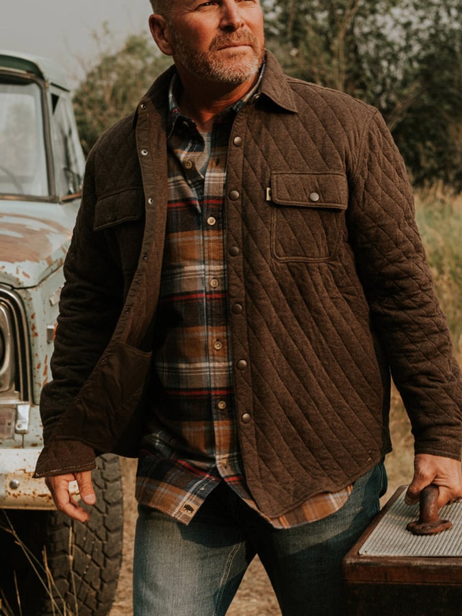 Men's retro western plaid warm jacket