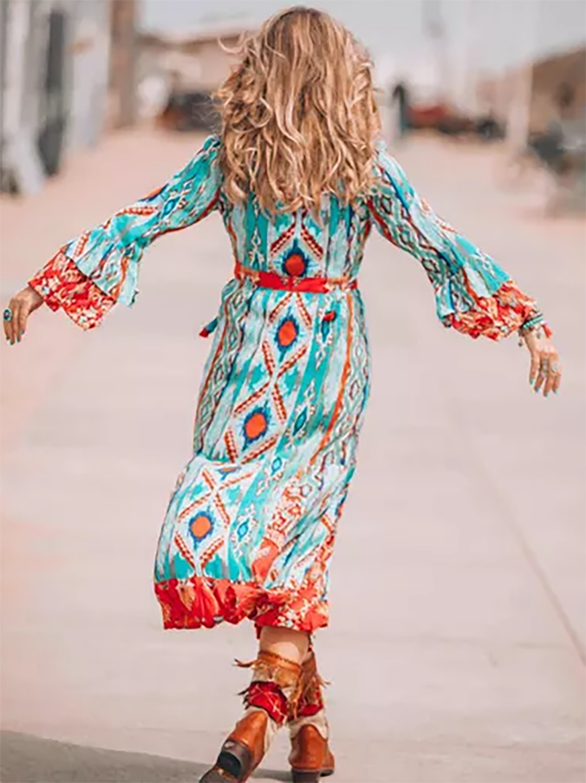 Casual Cotton Aztec Print Dress