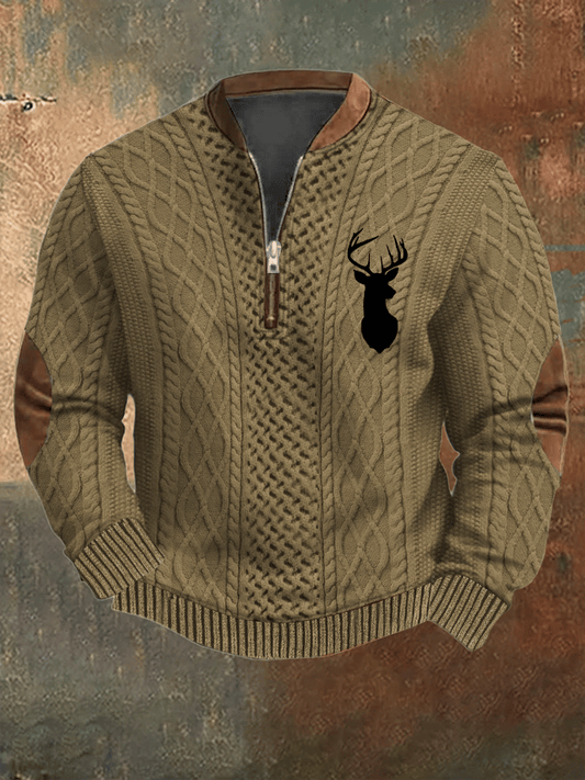 Men's Vintage Knitted Printed Sweatshirt