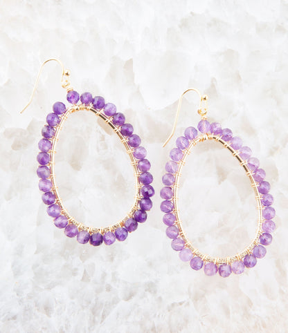 Barse Victoria Amethyst Loop Earrings