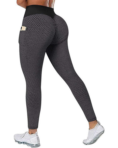 Large Size Honeycomb Bird's Eye Fabric Hip Lift Side Mobile Phone Pocket Leggings