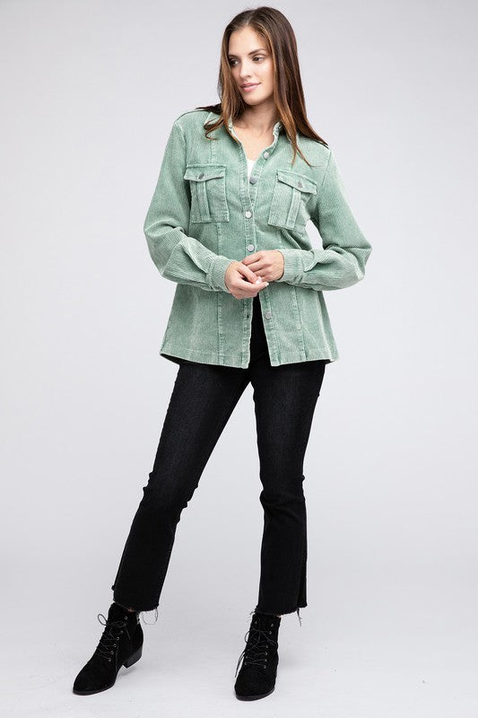 Corduroy Buttoned Down Jacket - choice of colors