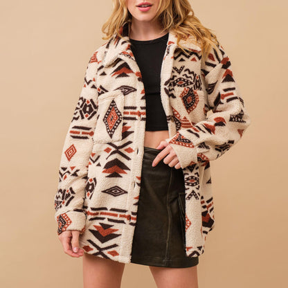 Women's Plush Lapel Long Sleeve Jacket Coats