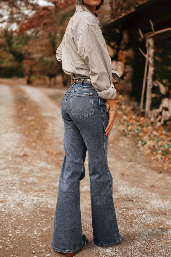 Vintage Washed Wide Leg Jeans