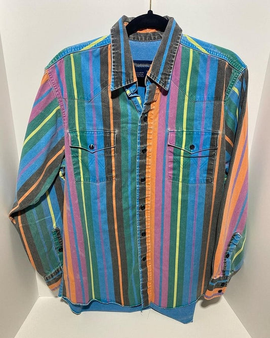 Men's Retro Stripe Print Shirts & Tops