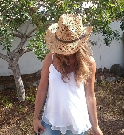 Boho cowboy hats for women, bohemian cowgirl straw hat, stetson western hats, kekugi