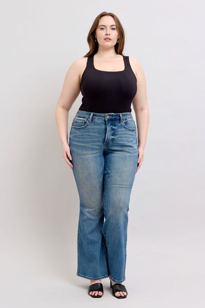 Judy Blue MR Tummy Control Vintage Wash Flare Bell Bottom Jeans