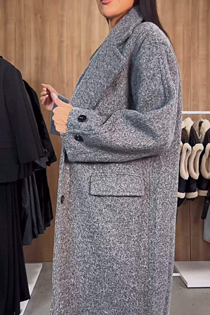 Women's Fashionable Lapel Woolen Coat