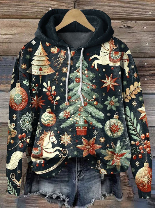 Christmas Tree Seamless Pattern Art Print Casual Sweatshirt