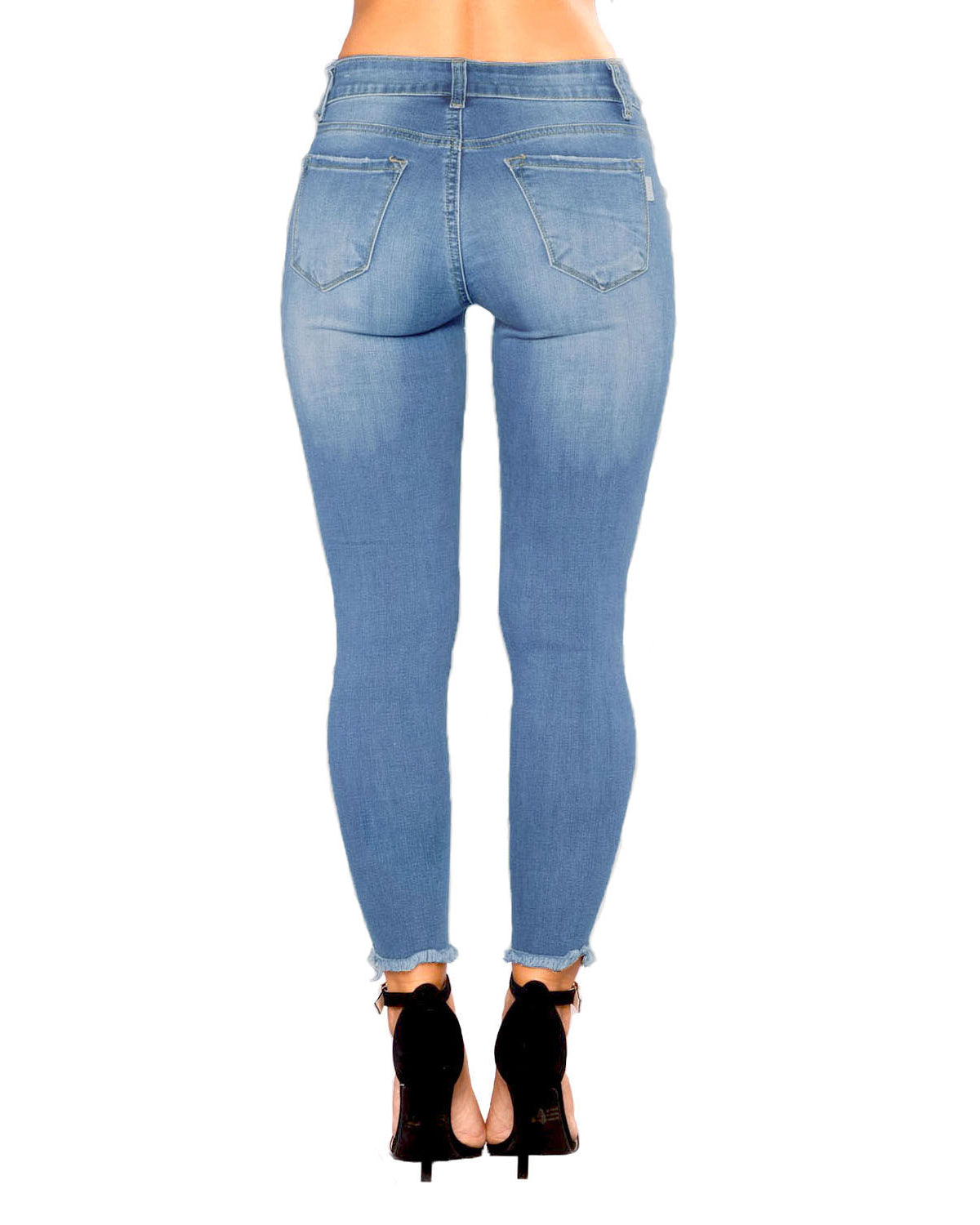 Women's Ripped Denim Cropped Pants