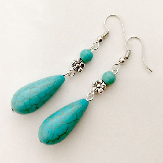 Retro Folk Style Water Drop Earrings