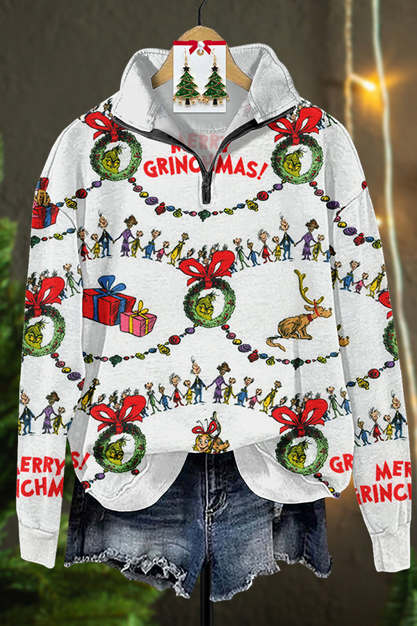 Christmas Grinch Zip Sweatshirt