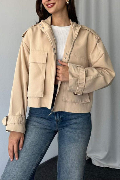 Women's Casual Solid Color Pocket Jacket